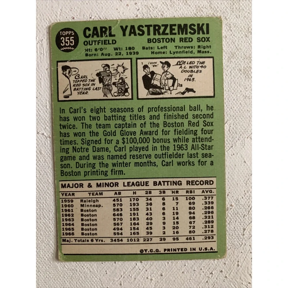 1967 Topps Set-Break #355 Carl Yastrzemski VG
